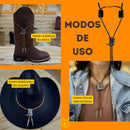 GRAVATA COUNTRY - CORDÃO PRETO PINGENTE TOURO