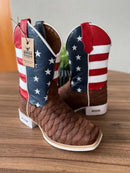 Texana Alex - Couro Horse Nescau escamado/ Bordado Americana