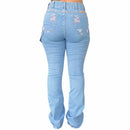 Calça Tex Team Carpinteira Delave Bordada Rosa
