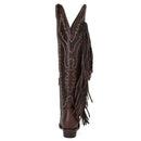 Bota Cano Longo Western Franja Marrom