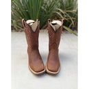 BOTA TEXANA - COURO HORSE NESCAU BORDADO RAMOS MARROM