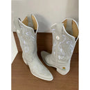 BOTA TEXANA - COURO OFF WHITE BORDADO FLORÊNCIA E GIRASSOL