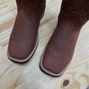 BOTA TEXANA - COURO HORSE NESCAU BORDADO RAMOS + FLORÃO MARROM