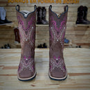 BOTA TEXANA LASER TRIBAL GLITTER ROSA PINK COM STRASS COURO MARROM