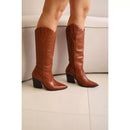 Bota Feminina Couro Legítimo Cano Longo Texas Havana