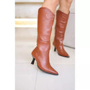 Bota Feminina Cano Longo Couro Legítimo Dallas Havana