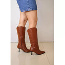 Bota Feminina Cano Longo Couro Legítimo Dallas Havana