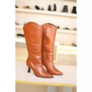 Bota Feminina Cano Longo Couro Legítimo Dallas Havana