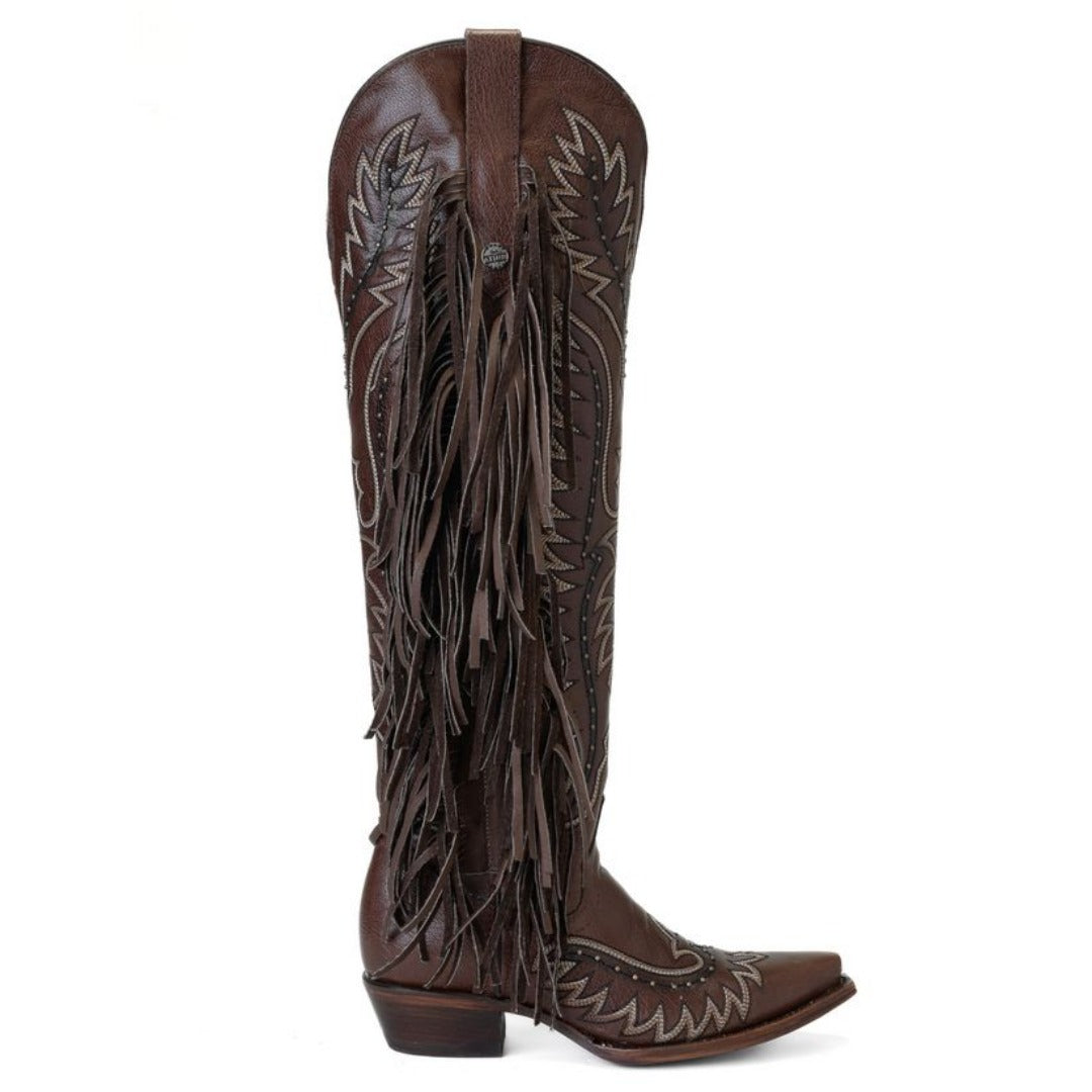 Bota Cano Longo Western Franja Marrom - Imagem 2
