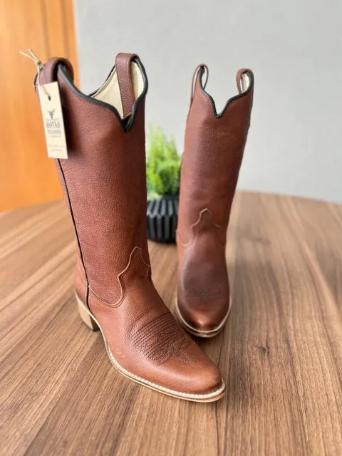 Texana Karen Bico Fino - Couro Mustangue/Sem Bordado - Imagem 2
