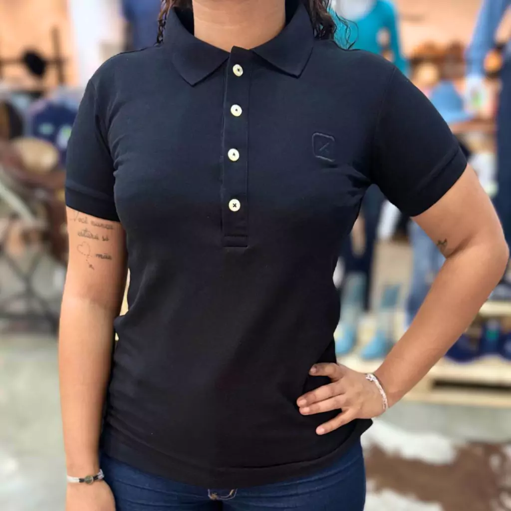 Camiseta Polo Feminina Txc Preta