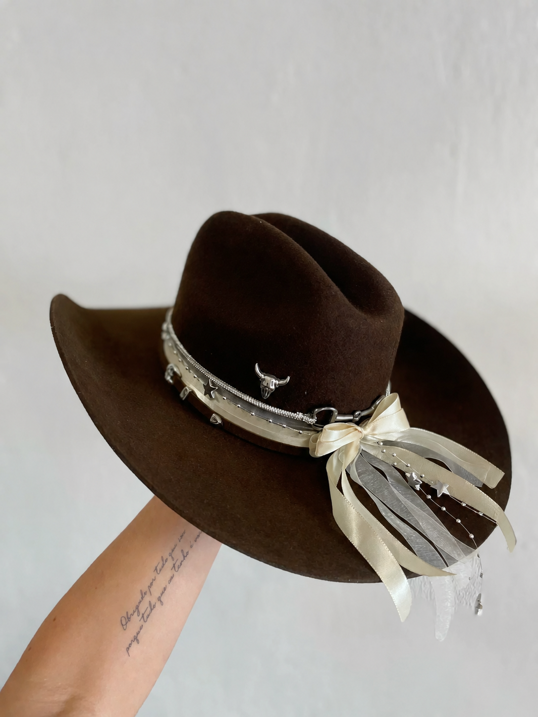 Chapéu Personalizado Marrom Boiadeira Aba 11 - Imagem 3