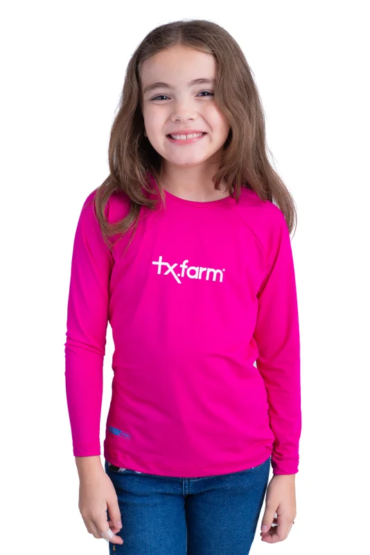 CAMISETA TÉRMICA JUVENIL UNISSEX UV50+ TEXAS FARM - ROSA PINK/ BRANCO