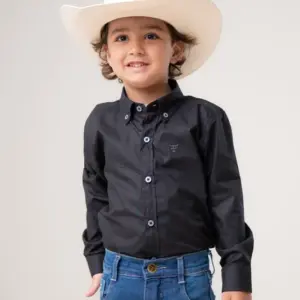 CAMISA MASCULINA MINI MANGA LONGA TEXAS FARM - PRETO