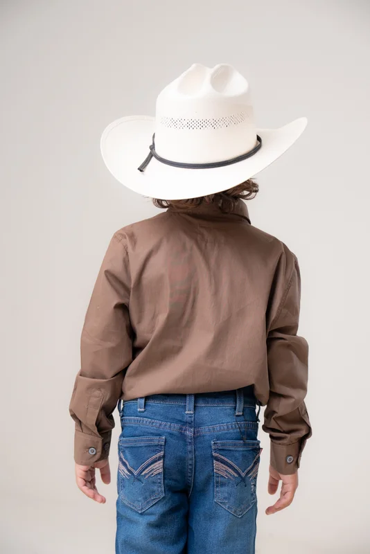 CAMISA MASCULINA MINI MANGA LONGA TEXAS FARM - MARROM CAQUI ESCURO - Imagem 2
