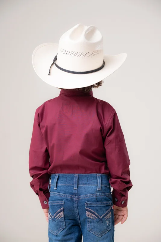 CAMISA MASCULINA MINI MANGA LONGA TEXAS FARM - VERMELHO VINHO - Imagem 2