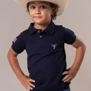 CAMISA POLO MASCULINA MINI TEXAS FARM - AZUL MARINHO