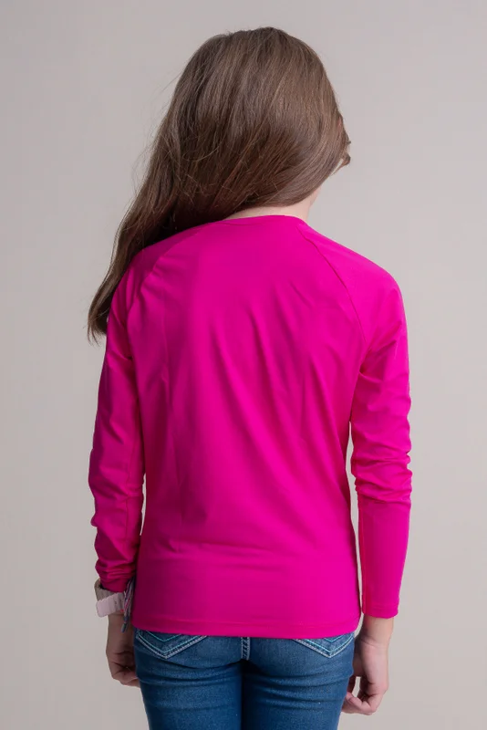 CAMISETA TÉRMICA JUVENIL UNISSEX UV50+ TEXAS FARM - ROSA PINK/ BRANCO - Imagem 4