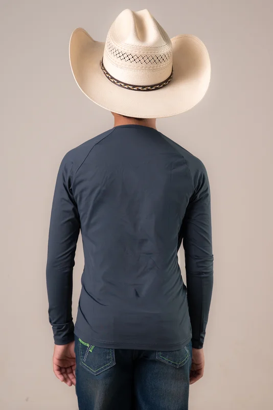 CAMISETA TÉRMICA JUVENIL UNISSEX UV50+ TEXAS FARM - CINZA GRAFITE/ BRANCO - Imagem 2