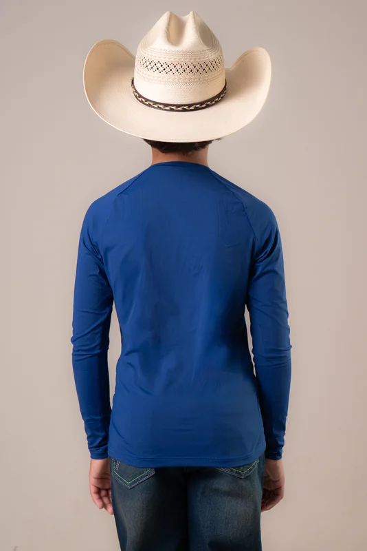 CAMISETA TÉRMICA JUVENIL UNISSEX UV50+ TEXAS FARM - AZUL INDIGO/ BRANCO - Imagem 2