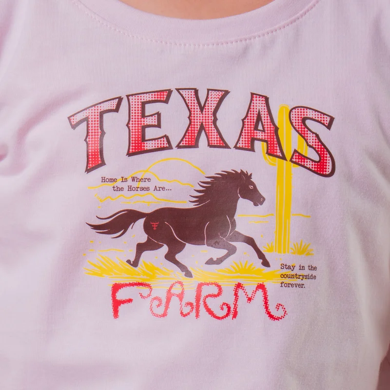 CAMISETA FEMININA JUVENIL TEXAS FARM - ROSA BB/ VERMELHO - Imagem 3