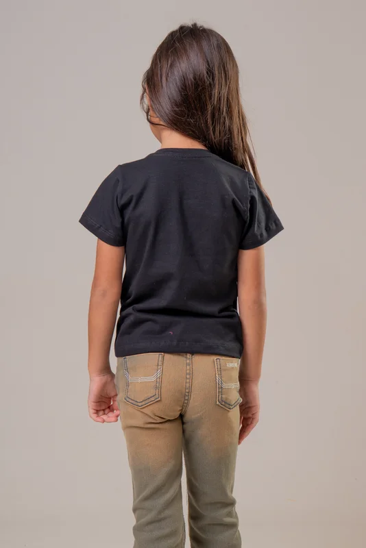CAMISETA FEMININA INFANTIL TEXAS FARM - PRETO/ ROSA - Imagem 2