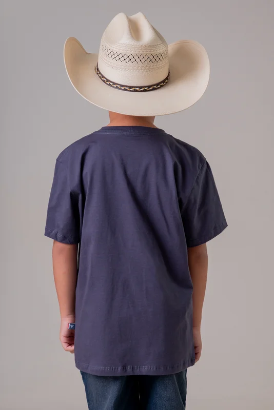 CAMISETA JUVENIL MASCULINA TEXAS FARM - AZUL INDIGO/ CINZA - Imagem 2