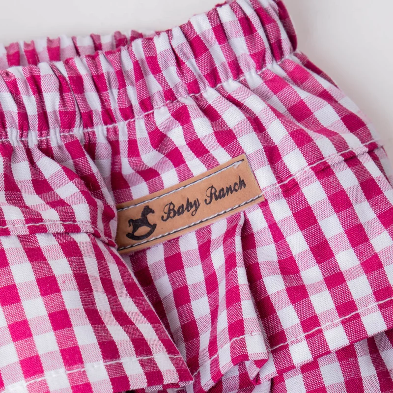 CONJUNTO TAPA FRALDA/ BANDANA FEMININO BABY RANCH - XADREZ VERMELHO/ BRANCO - Imagem 3