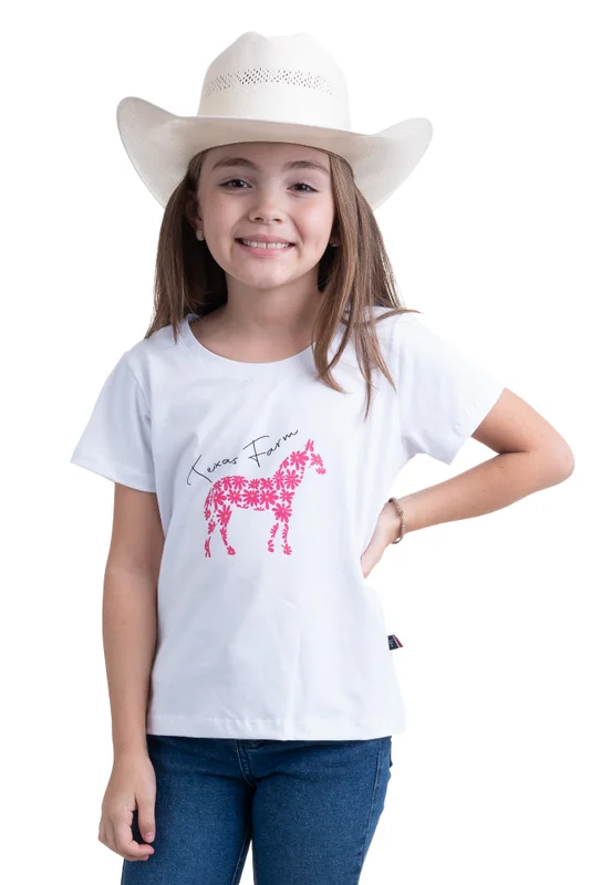 CAMISETA JUVENIL FEMININA TEXAS FARM - BRANCO