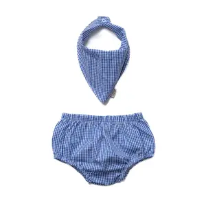 CONJUNTO TAPA FRALDA/ BANDANA MASCULINO BABY RANCH - XADREZ AZUL/ BRANCO