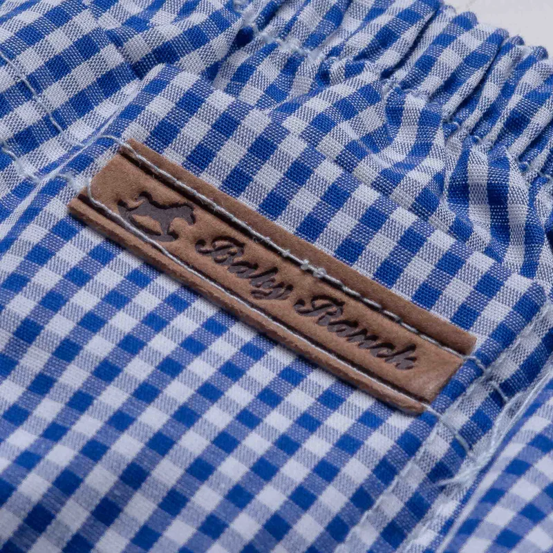 CONJUNTO TAPA FRALDA/ BANDANA MASCULINO BABY RANCH - XADREZ AZUL/ BRANCO - Imagem 3