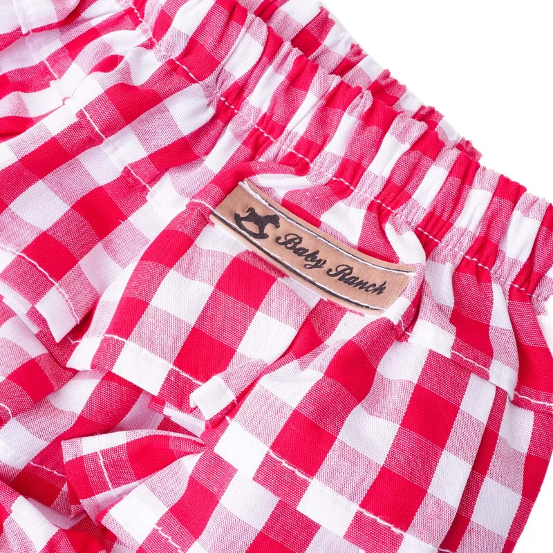 CONJUNTO TAPA FRALDA/ BANDANA FEMININO BABY RANCH - XADREZ VERMELHO - Imagem 3