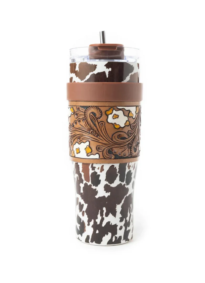 Copo térmico estilo faroeste com estampa de vaca - Imagem 6